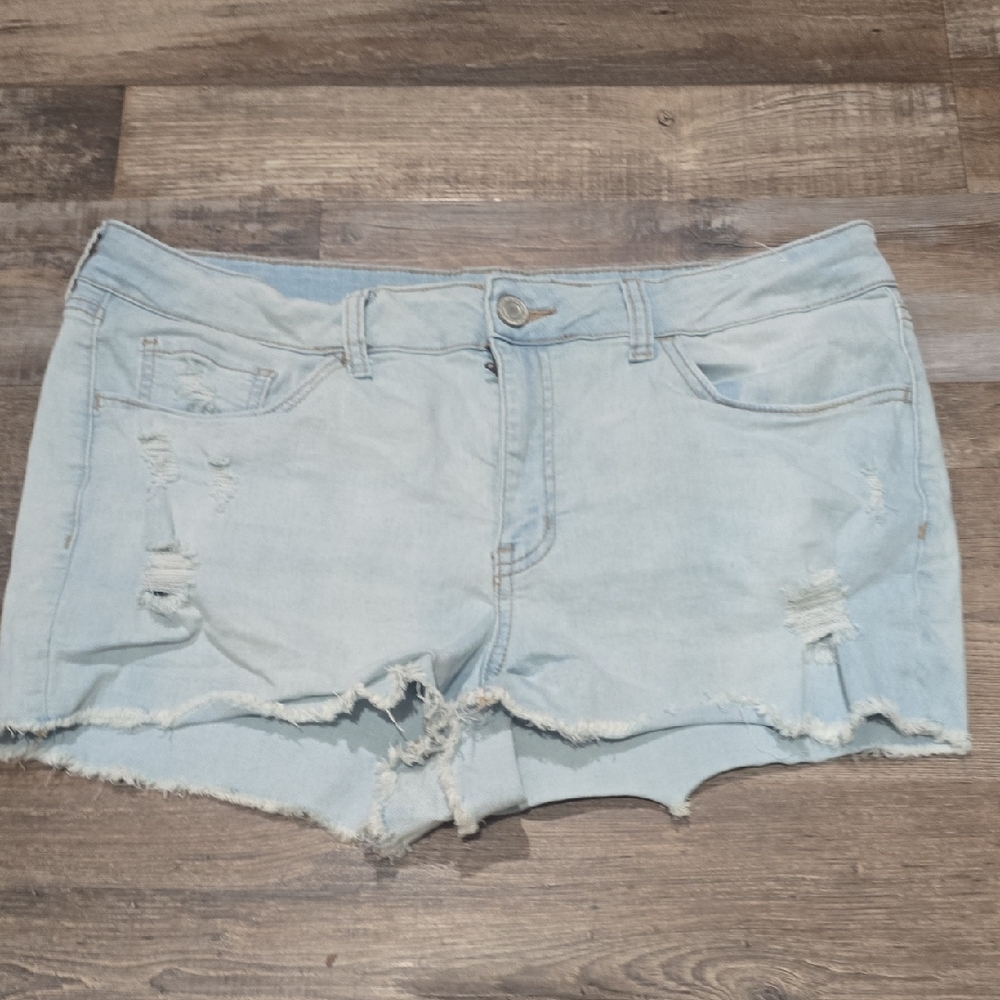 SO Light Wash Ripped Jean Shorts